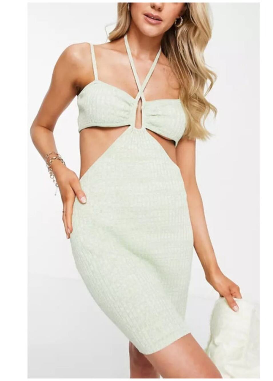 New ~ 4TH & RECKLESS ~ Sicily Cut-Out Halter Knitted Mini Dress Size M VISCOSE